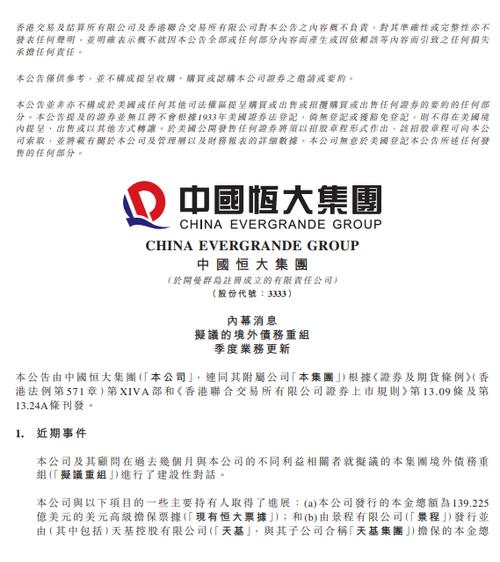 恒大境外债重组最新消息_恒大境外债重组对理财影响